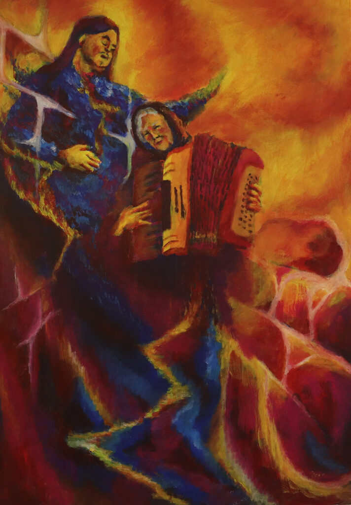 Wenn ich mehr Zeit gehabt hätte | Acryl und Buntstift auf Leinwand | 100 x 70 cm | 2025