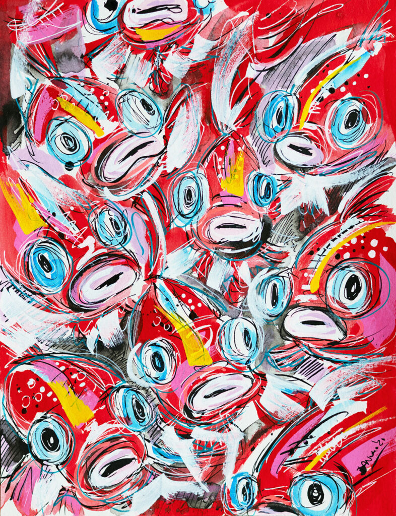 Ohne Titel | Tusche, Aquarell und Acrylmarker auf Papier | 32 × 25 cm | 2026