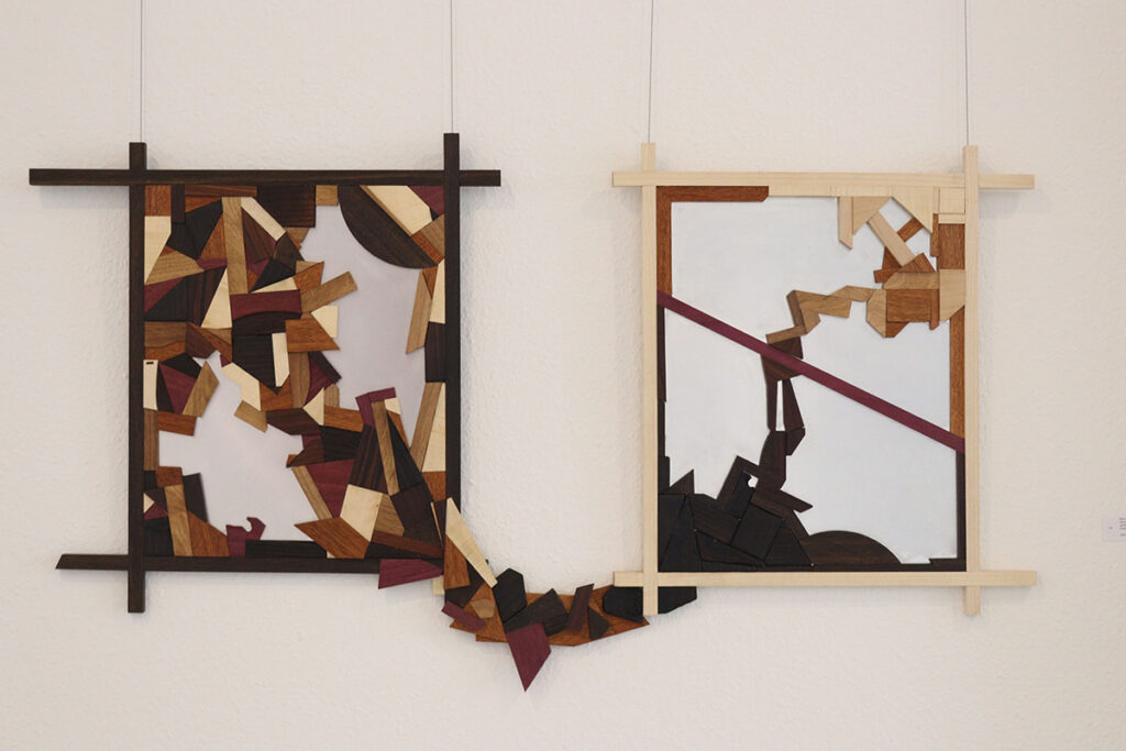 Gap your Mind 1 | Eichenholz auf Stahlrahmen | 110 x 110 cm | 2025