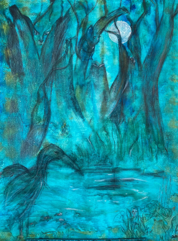 Full Moon | Acryl und Pastelkreide auf Holz | 80 x 59 | 2025