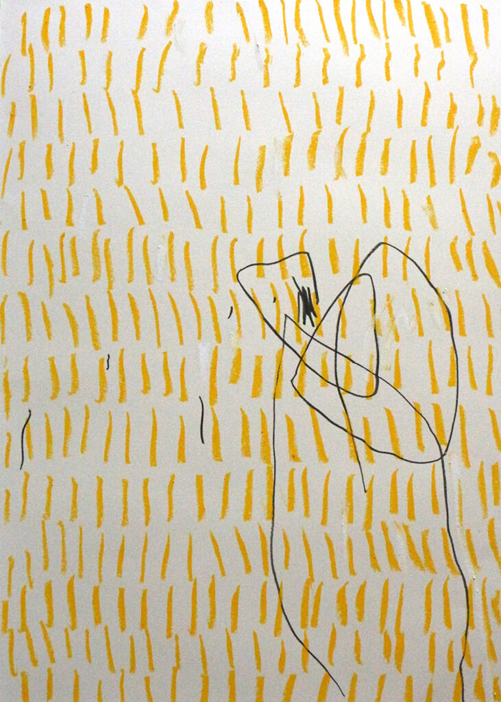 ohne Titel, Graphit, Acrylfarbe und Tusche auf Papier | 70 x 50cm | 2024